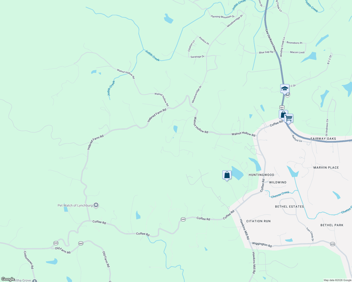 map of restaurants, bars, coffee shops, grocery stores, and more near 1317-1409 Spring Mountain Road in Lynchburg