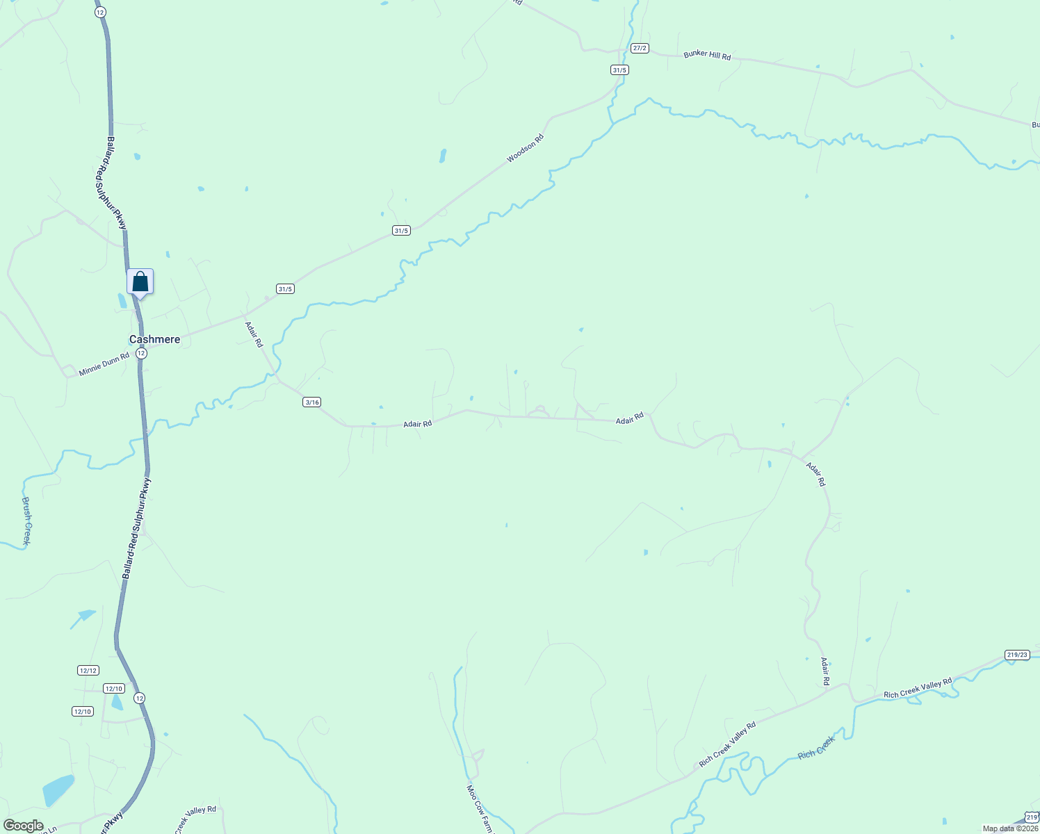 map of restaurants, bars, coffee shops, grocery stores, and more near 1987 Adair Road in Peterstown