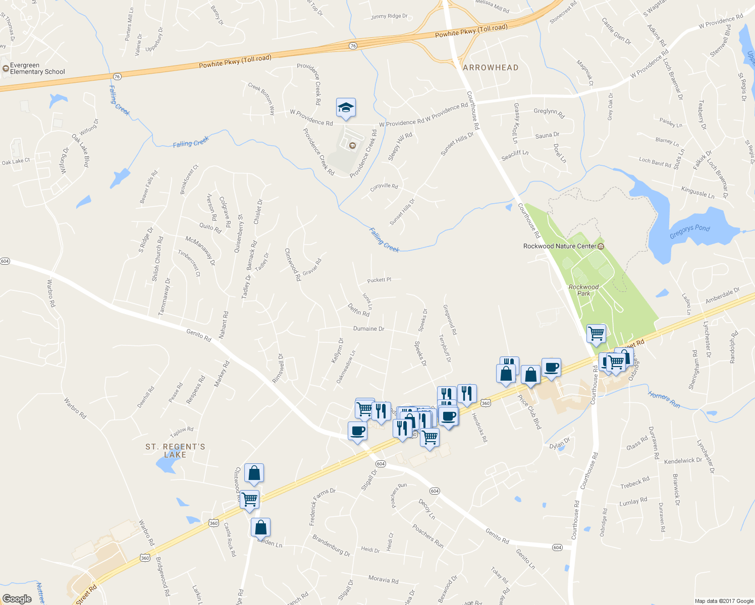 map of restaurants, bars, coffee shops, grocery stores, and more near 11249 Monday Way in Midlothian