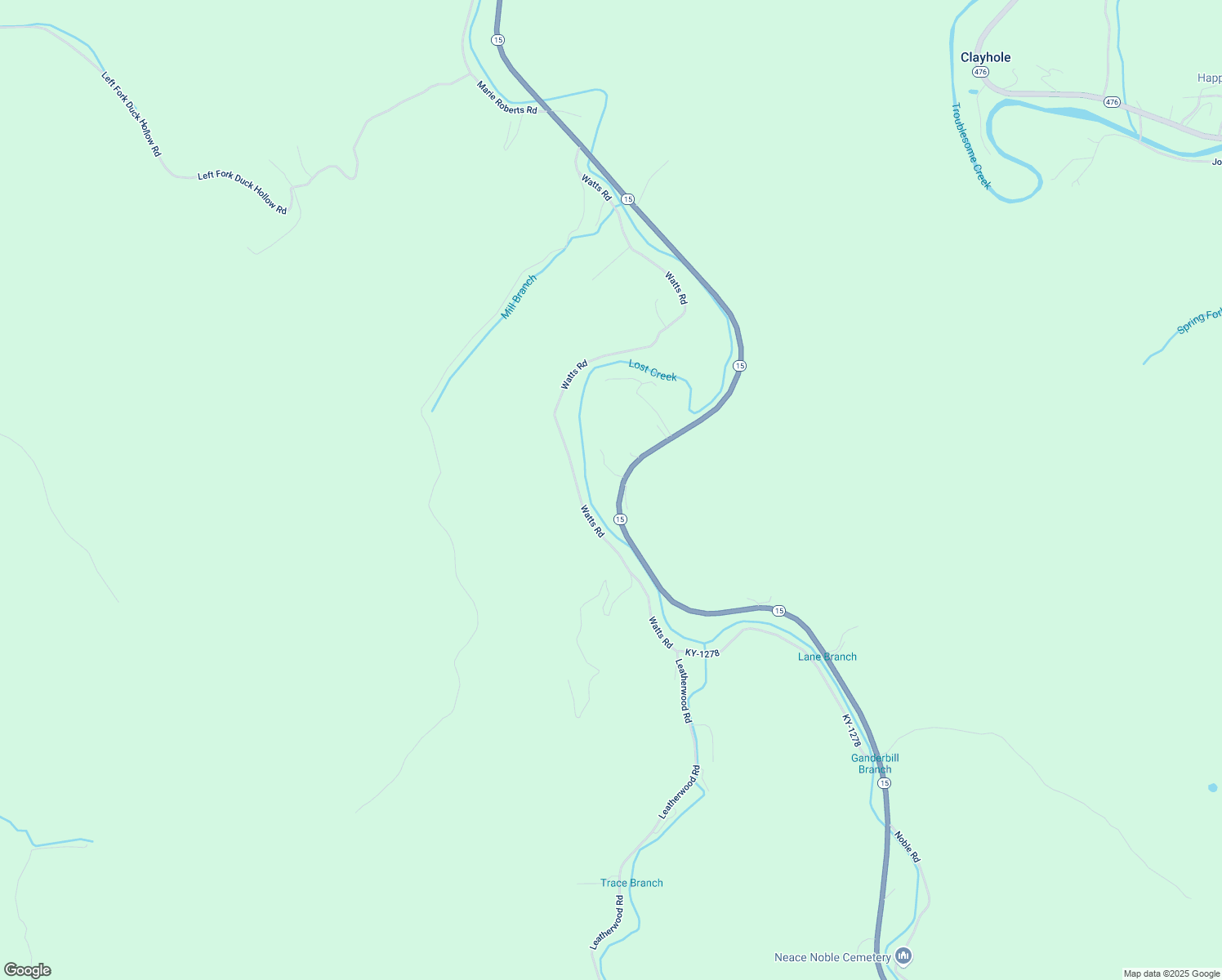 map of restaurants, bars, coffee shops, grocery stores, and more near 12260 Kentucky 15 in Lost Creek