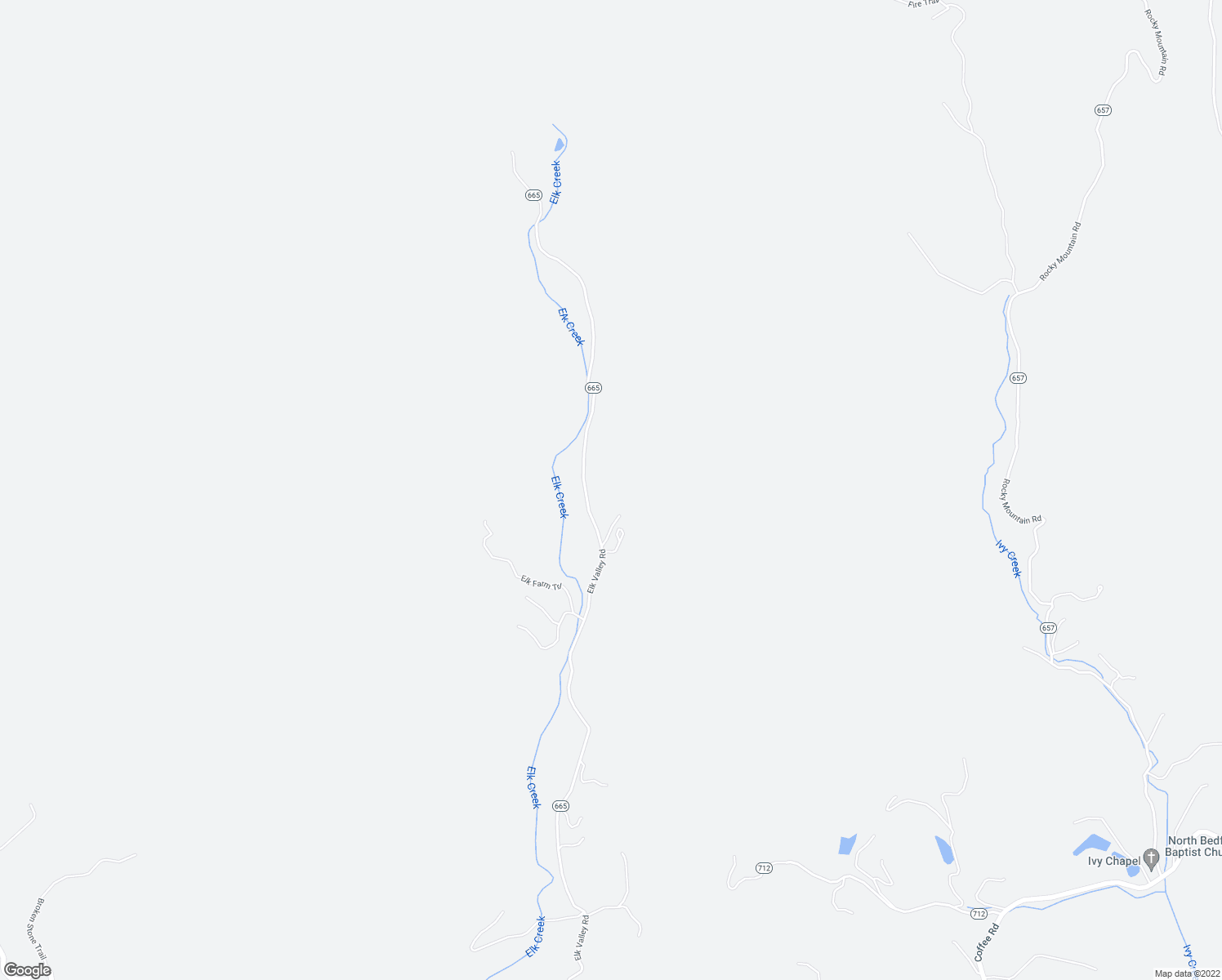 map of restaurants, bars, coffee shops, grocery stores, and more near 3297 Elk Valley Road in Forest