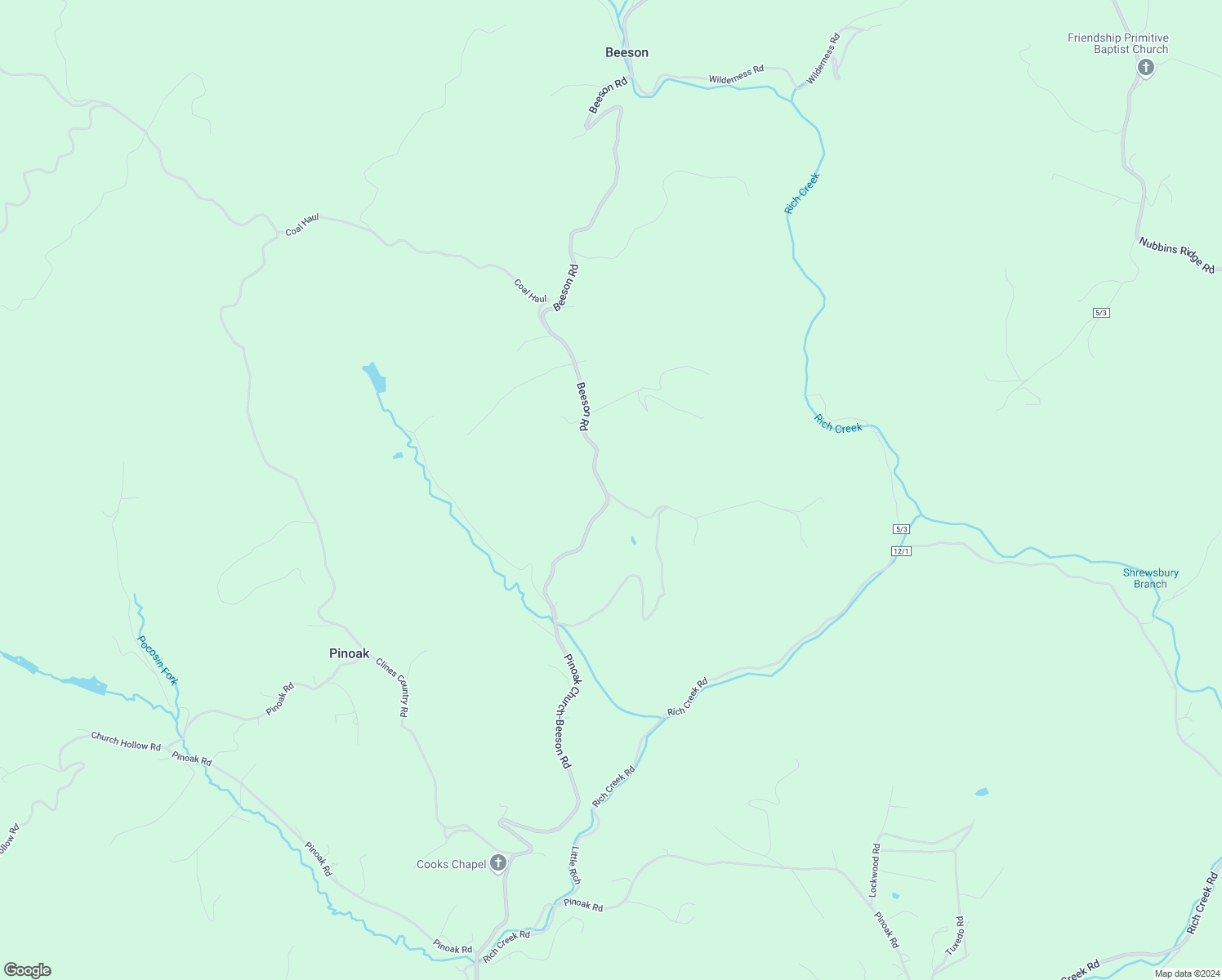 map of restaurants, bars, coffee shops, grocery stores, and more near 3140 Beeson Road in Lashmeet