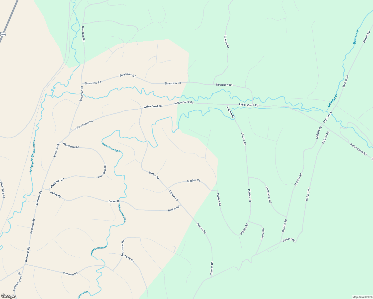 map of restaurants, bars, coffee shops, grocery stores, and more near Bidwell Road in Fort Garland