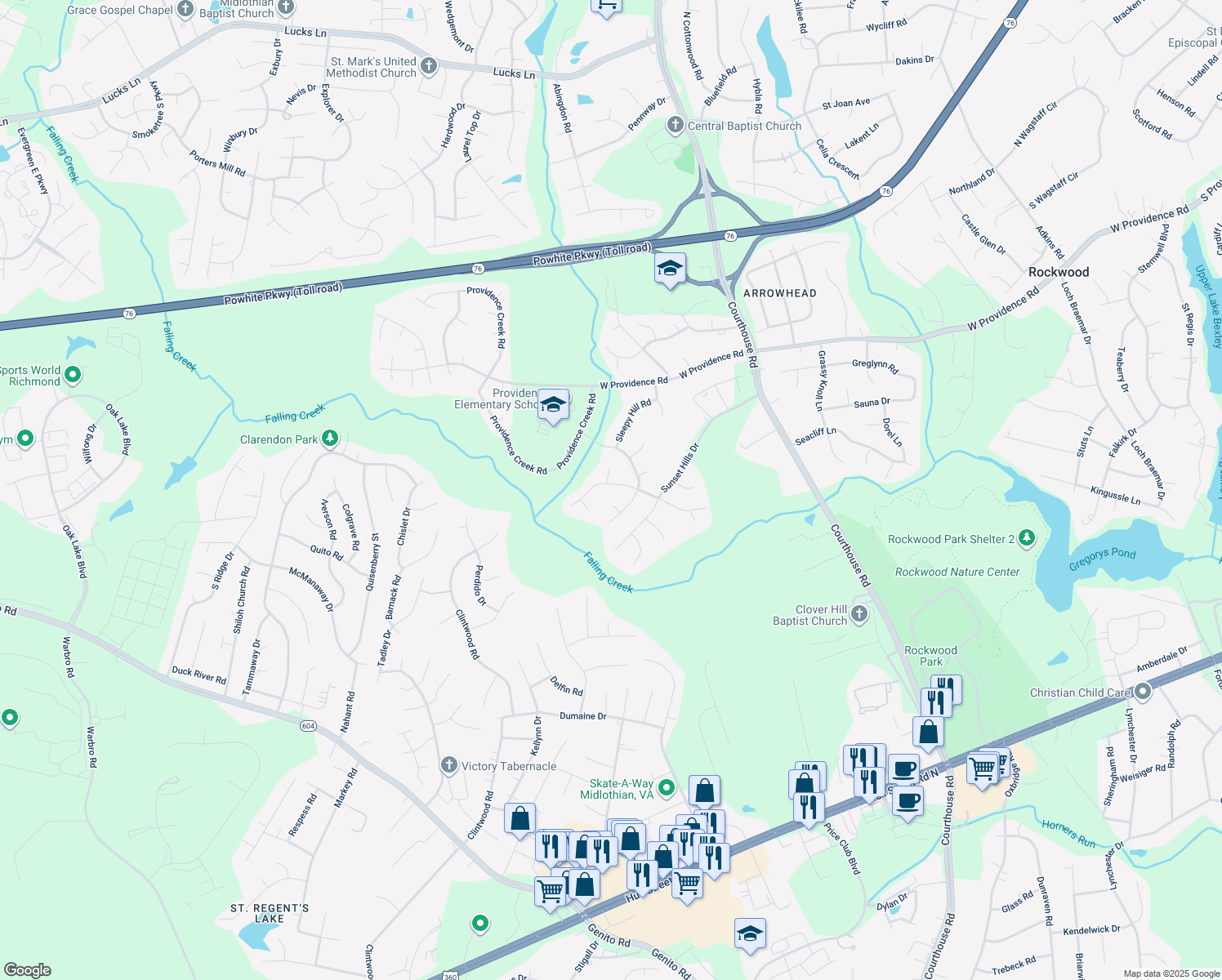 map of restaurants, bars, coffee shops, grocery stores, and more near 10919 Corryville Road in Richmond