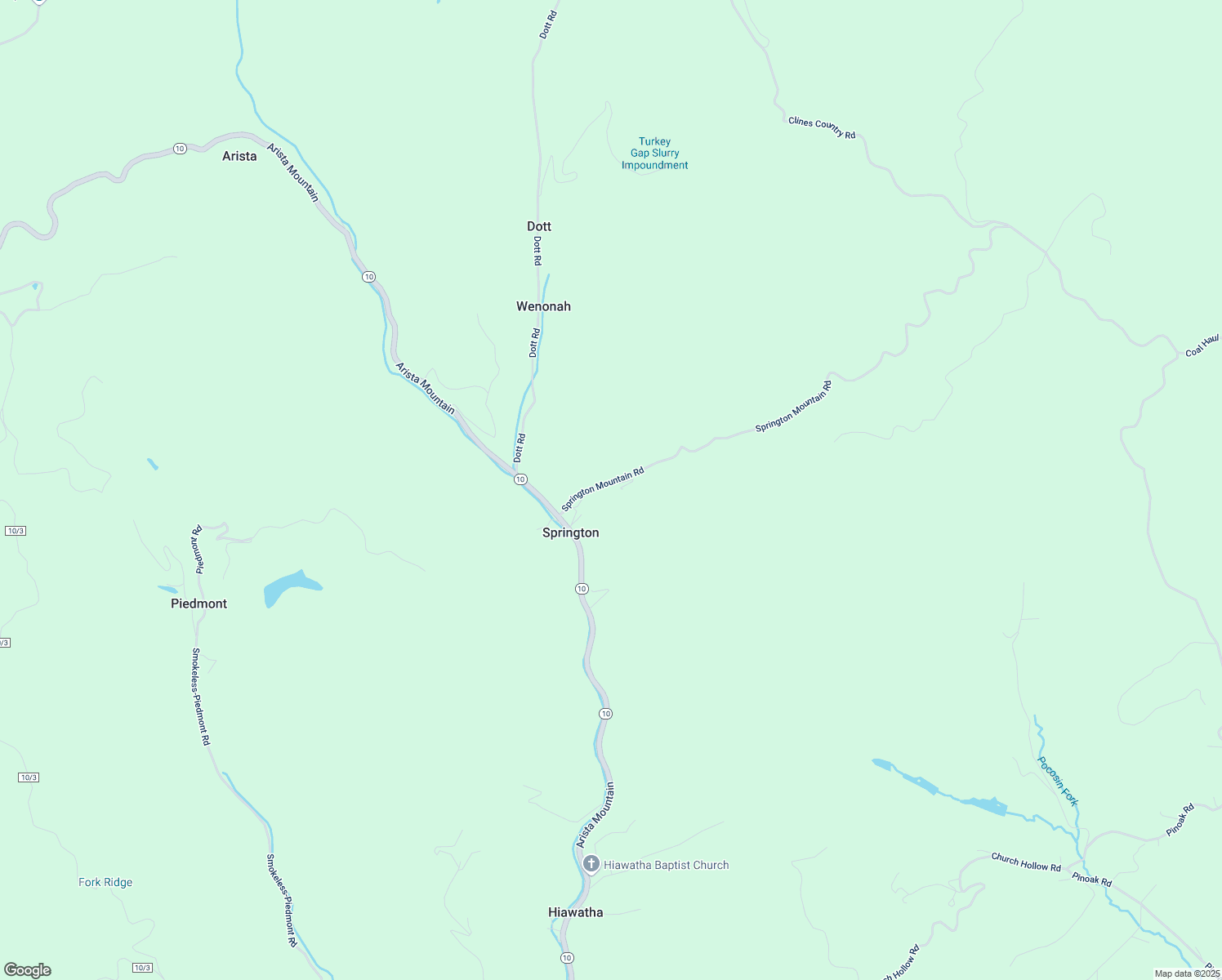 map of restaurants, bars, coffee shops, grocery stores, and more near Springton Mountain Road in Lashmeet