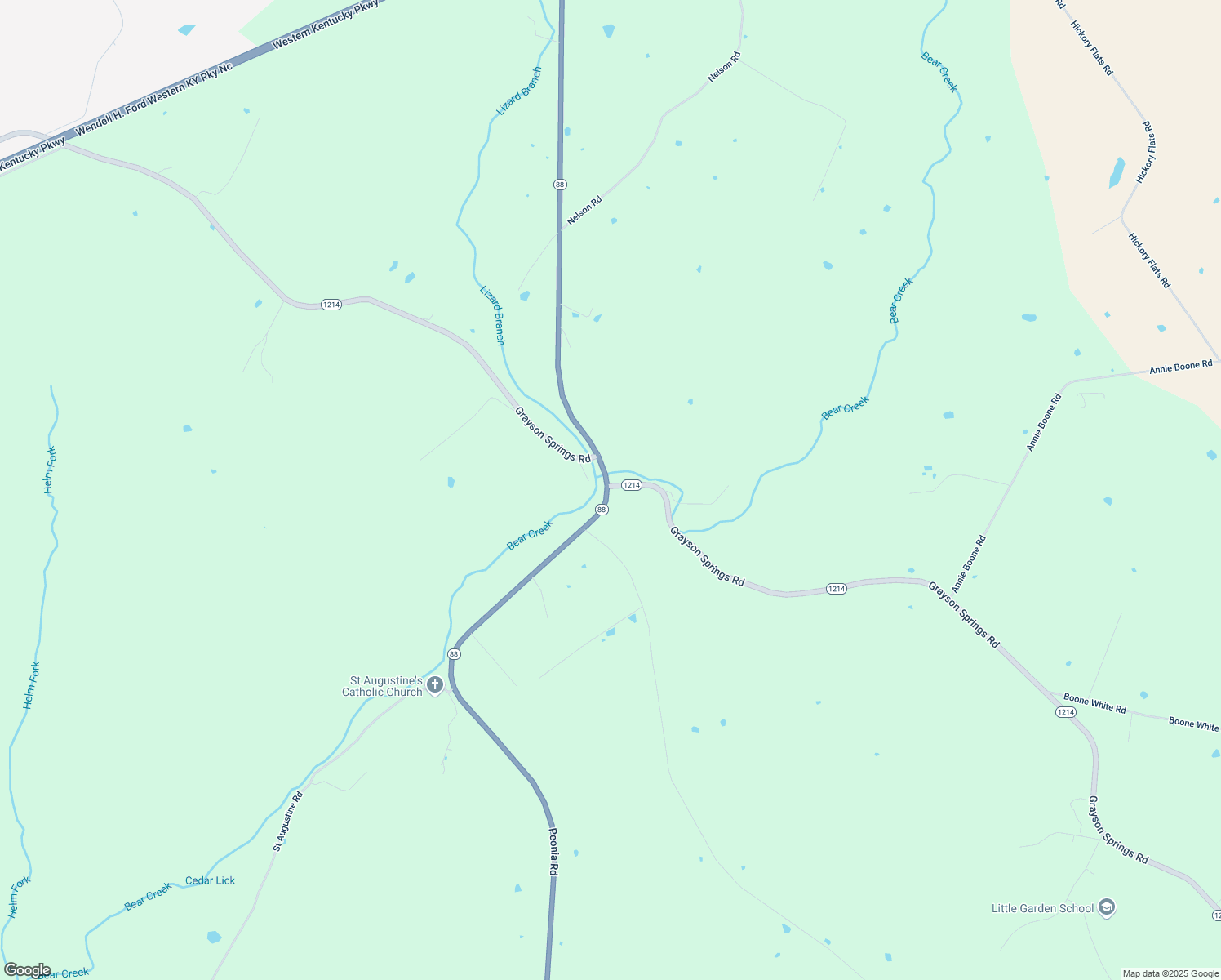 map of restaurants, bars, coffee shops, grocery stores, and more near 3401 Grayson Springs Road in Leitchfield