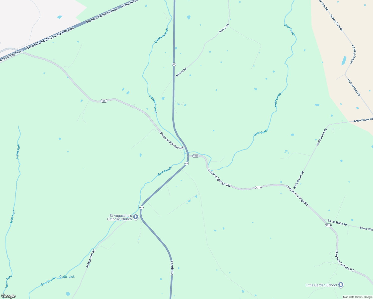 map of restaurants, bars, coffee shops, grocery stores, and more near 3401-3617 Grayson Springs Road in Leitchfield
