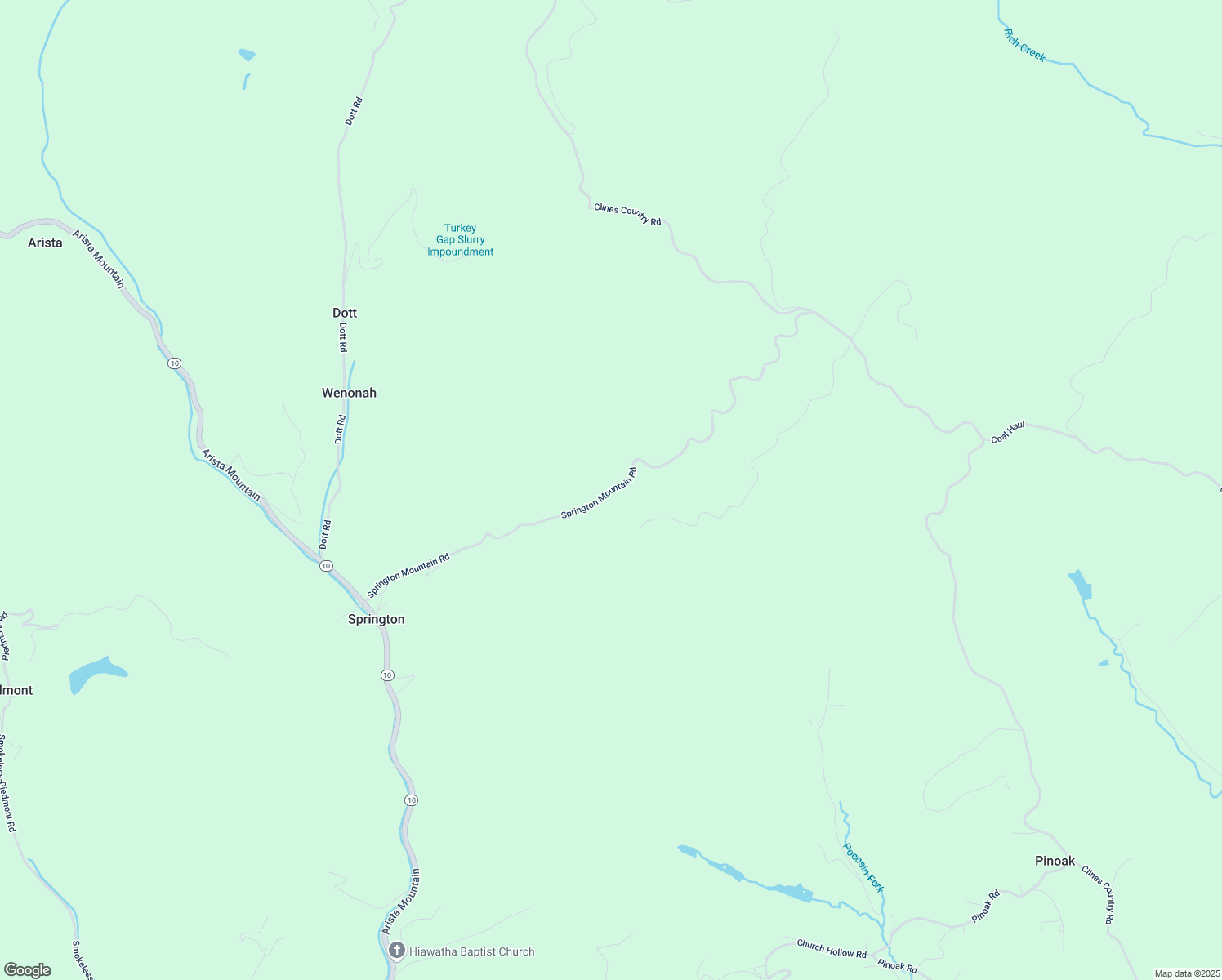 map of restaurants, bars, coffee shops, grocery stores, and more near Springton Mountain Road in Lashmeet