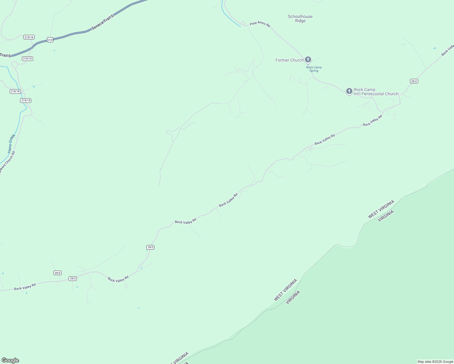 map of restaurants, bars, coffee shops, grocery stores, and more near 5148 Back Valley Road in Lindside