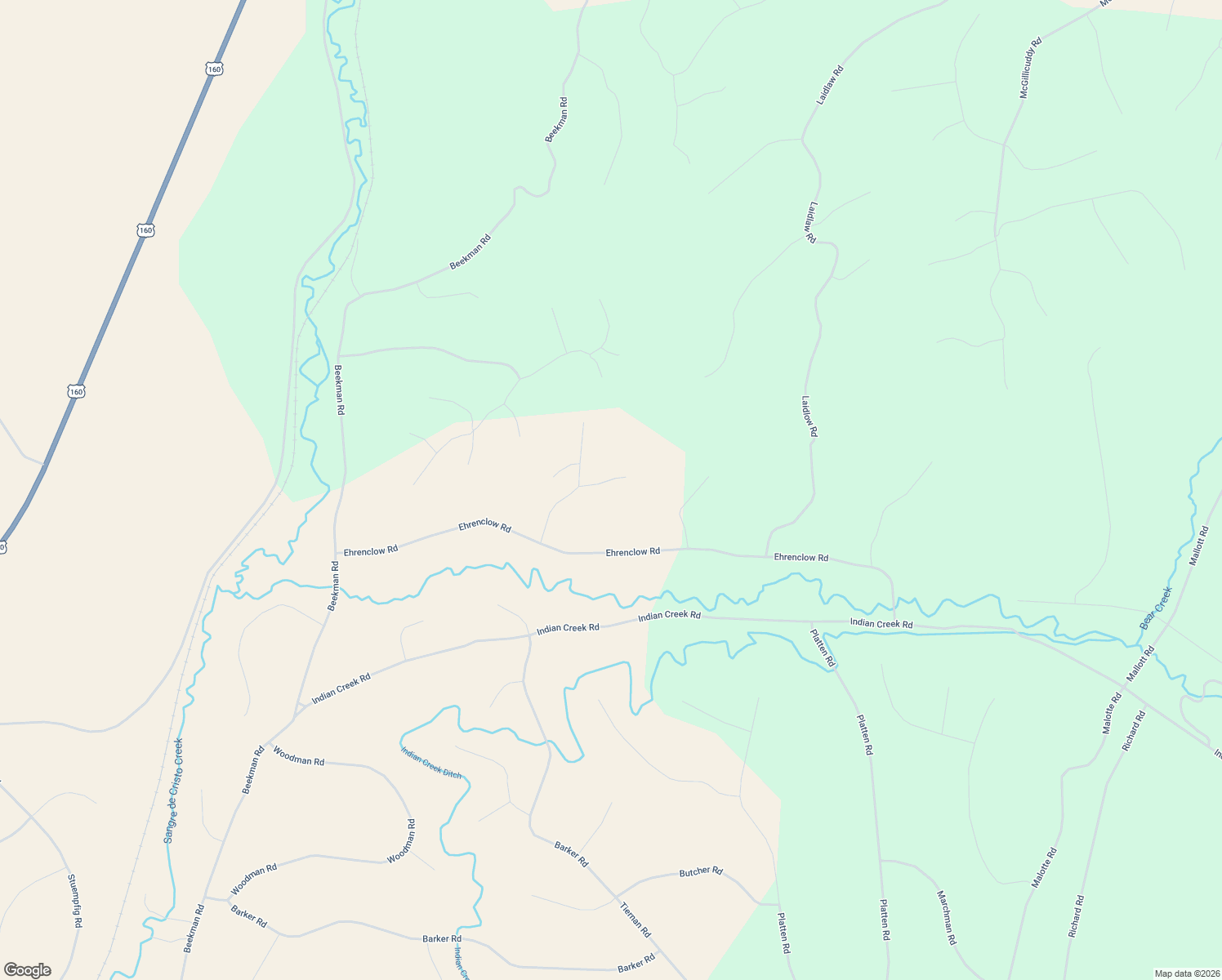 map of restaurants, bars, coffee shops, grocery stores, and more near 4285 Benedic Road in Fort Garland