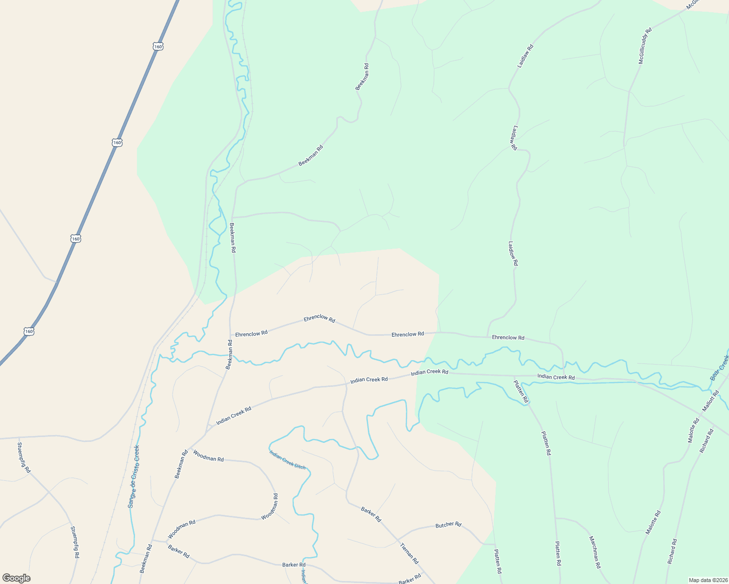 map of restaurants, bars, coffee shops, grocery stores, and more near 4285 Benedic Road in Fort Garland