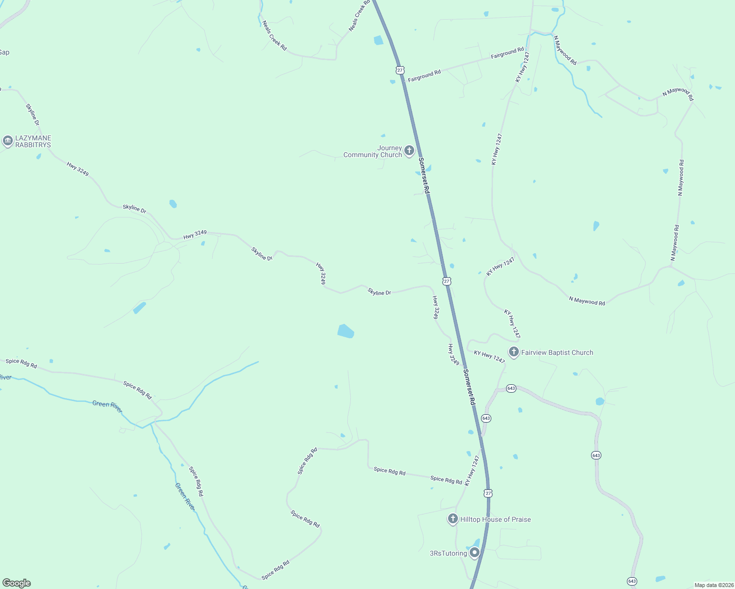 map of restaurants, bars, coffee shops, grocery stores, and more near 745 Highway 3249 in Stanford