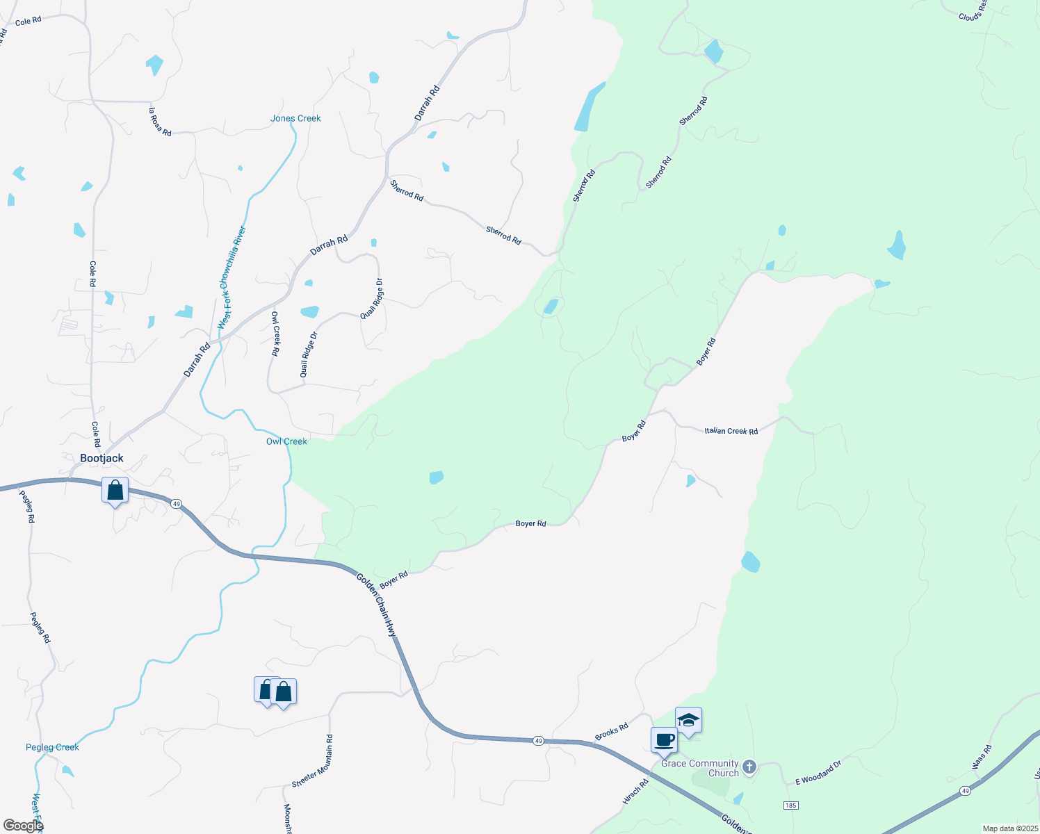 map of restaurants, bars, coffee shops, grocery stores, and more near 3543 Homestead Road in Mariposa