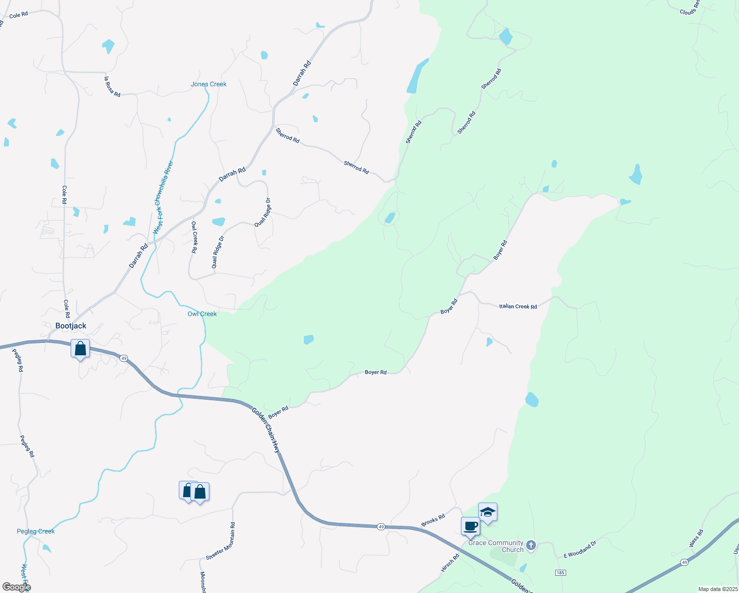 map of restaurants, bars, coffee shops, grocery stores, and more near 3543 Homestead Road in Mariposa