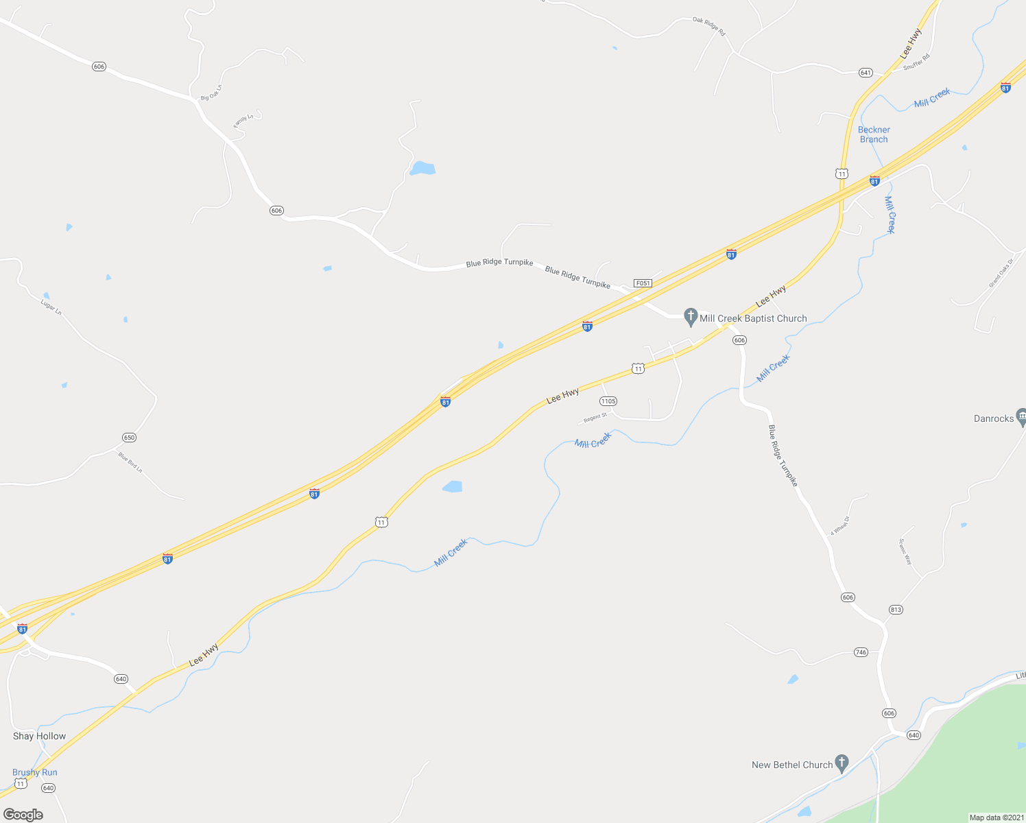 map of restaurants, bars, coffee shops, grocery stores, and more near 10791 Lee Highway in Fincastle