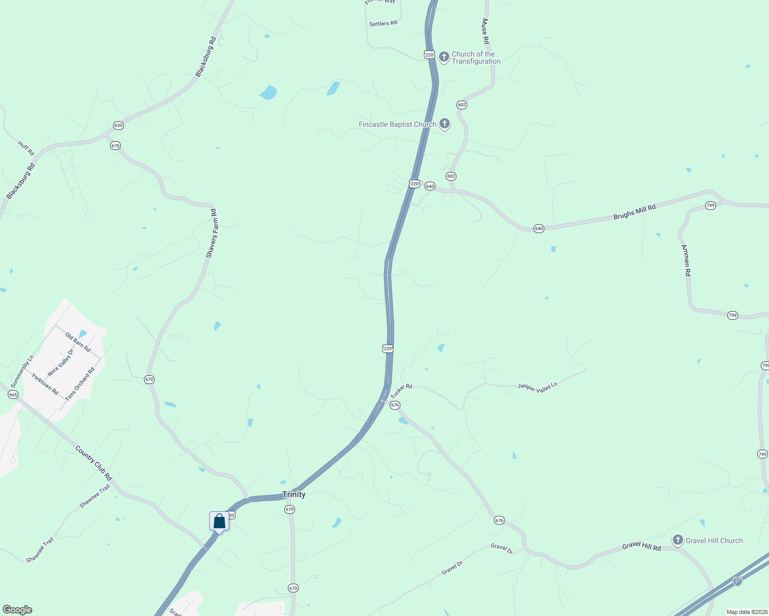 map of restaurants, bars, coffee shops, grocery stores, and more near 6481 Roanoke Road in Fincastle