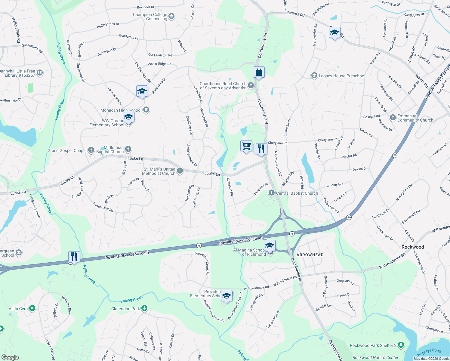 map of restaurants, bars, coffee shops, grocery stores, and more near 1210 Abingdon Rd in Richmond