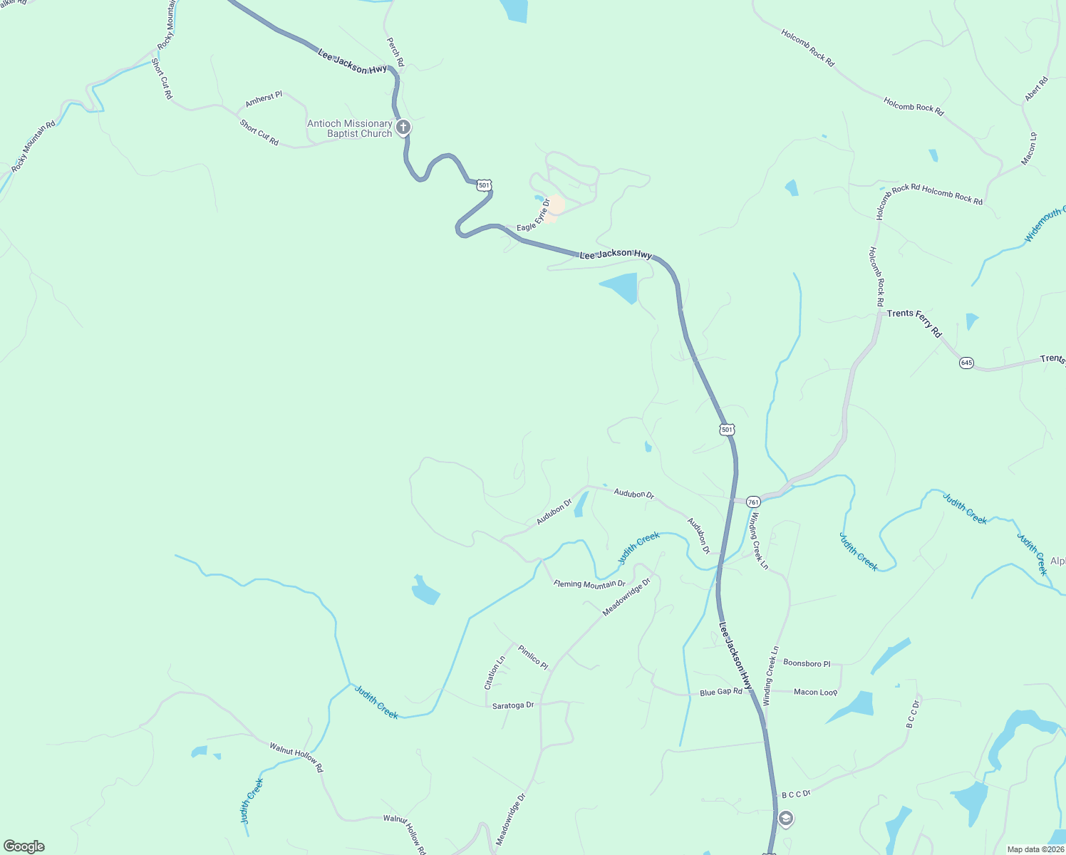 map of restaurants, bars, coffee shops, grocery stores, and more near 2351 Audubon Dr in Lynchburg