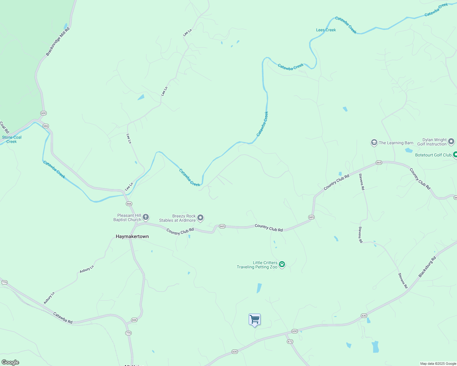 map of restaurants, bars, coffee shops, grocery stores, and more near 1057 Old Sessler Mill Road in Troutville