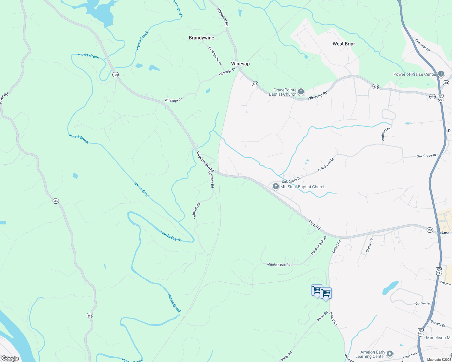 map of restaurants, bars, coffee shops, grocery stores, and more near 816 Elon Road in Madison Heights
