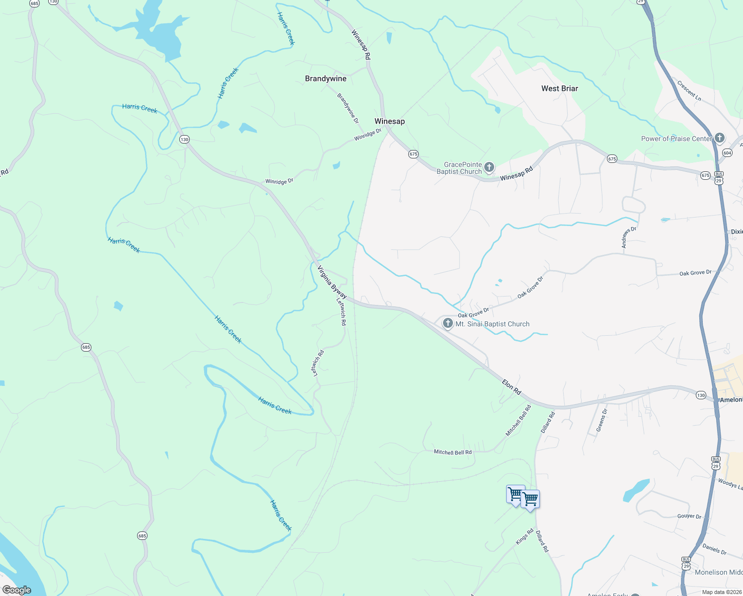 map of restaurants, bars, coffee shops, grocery stores, and more near 816 Elon Road in Madison Heights
