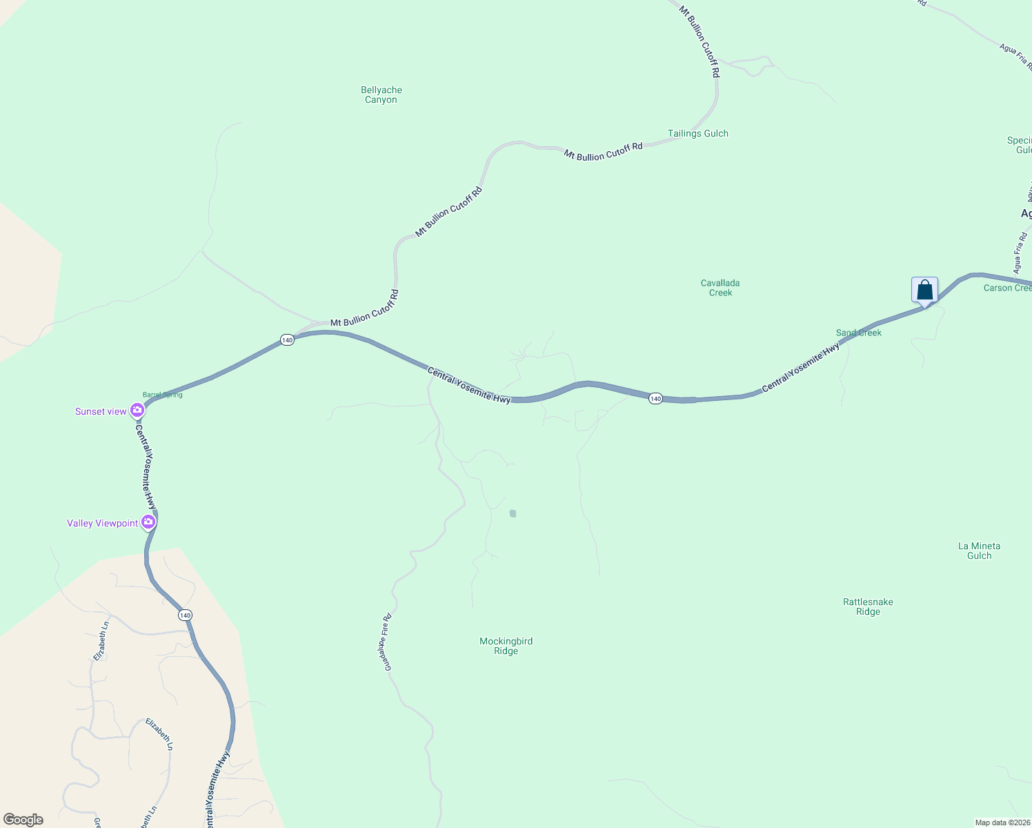 map of restaurants, bars, coffee shops, grocery stores, and more near 3708 California 140 in Catheys Valley