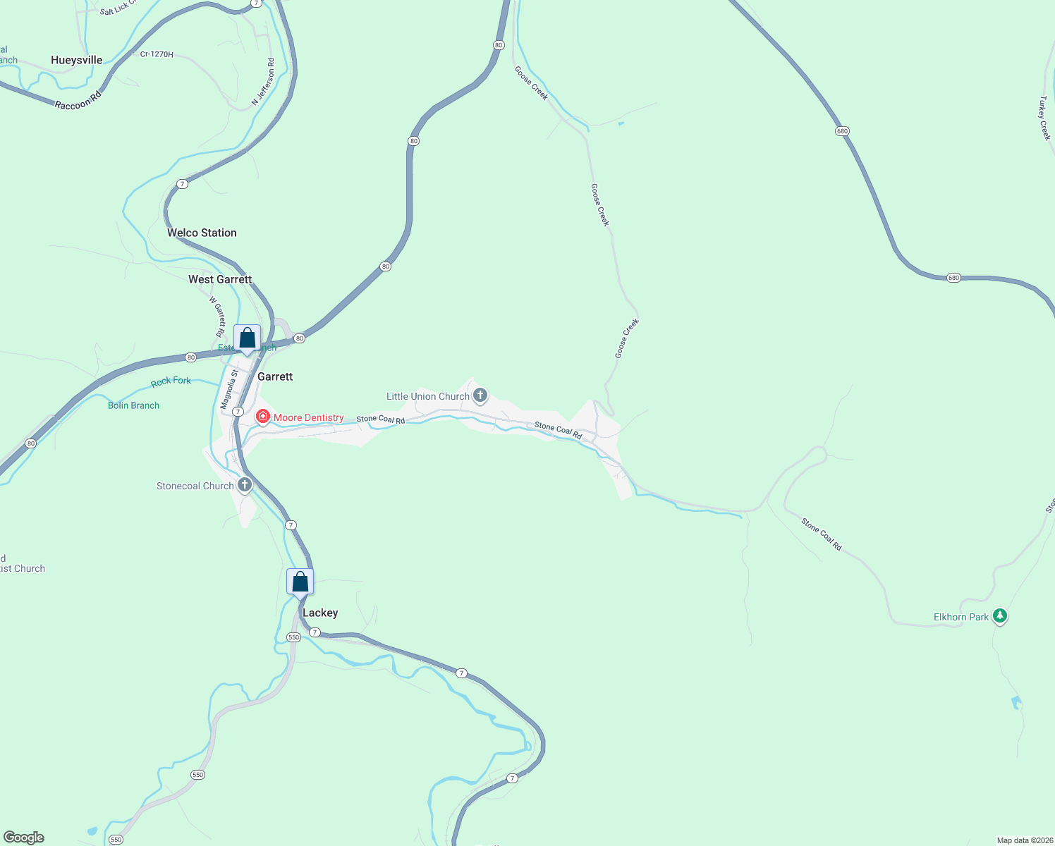 map of restaurants, bars, coffee shops, grocery stores, and more near 45 Lawson Drive in Garrett