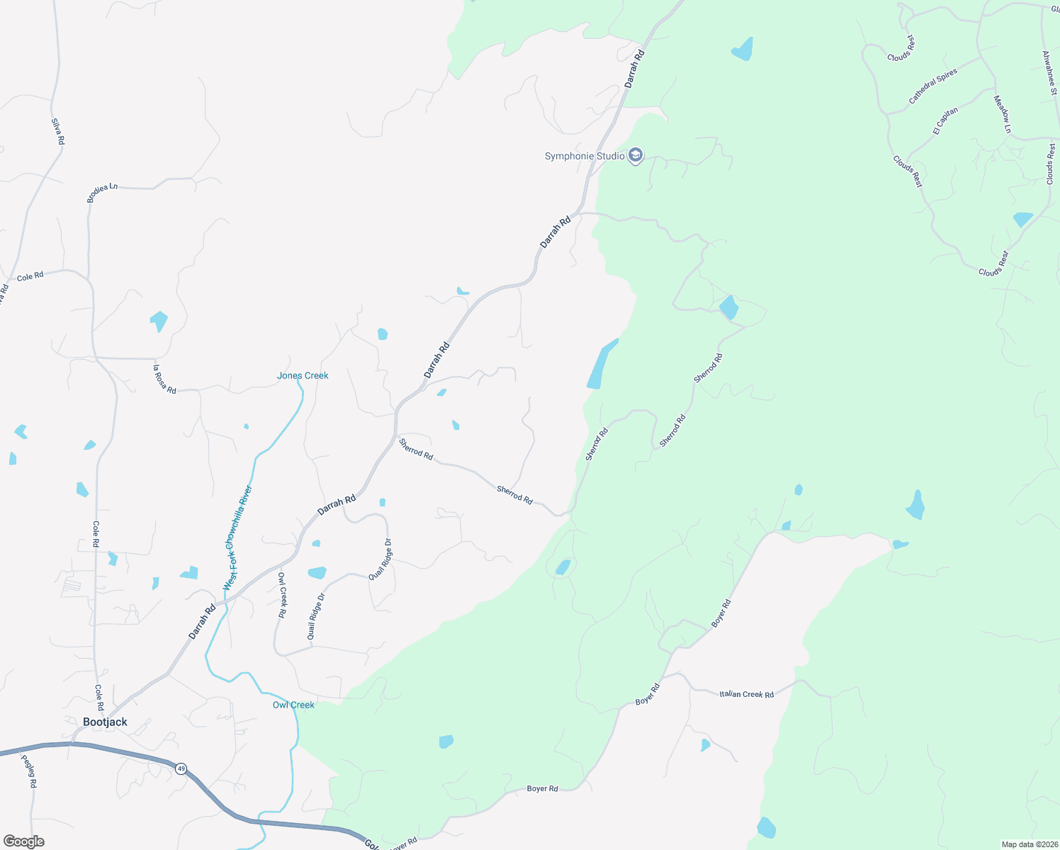 map of restaurants, bars, coffee shops, grocery stores, and more near 3848 Sherrod Road in Mariposa