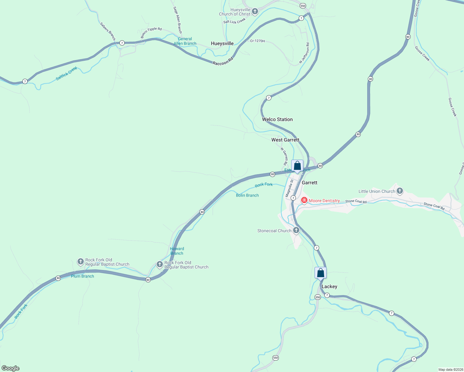 map of restaurants, bars, coffee shops, grocery stores, and more near 2 Francis Drive in Garrett