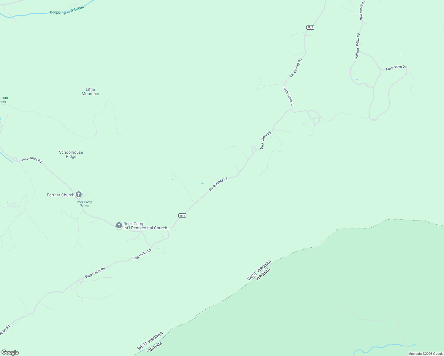 map of restaurants, bars, coffee shops, grocery stores, and more near 7341 Back Valley Road in Lindside