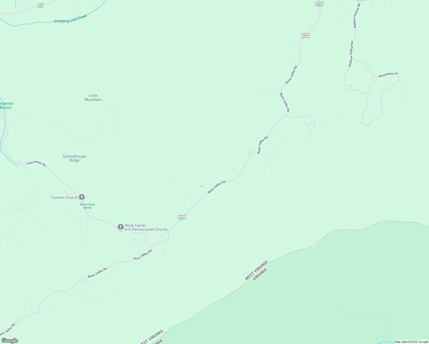 map of restaurants, bars, coffee shops, grocery stores, and more near 7341 Back Valley Road in Lindside