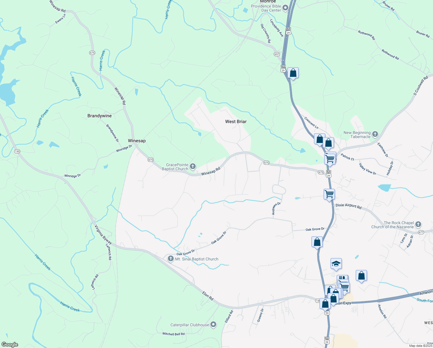 map of restaurants, bars, coffee shops, grocery stores, and more near 497 Winesap Road in Madison Heights