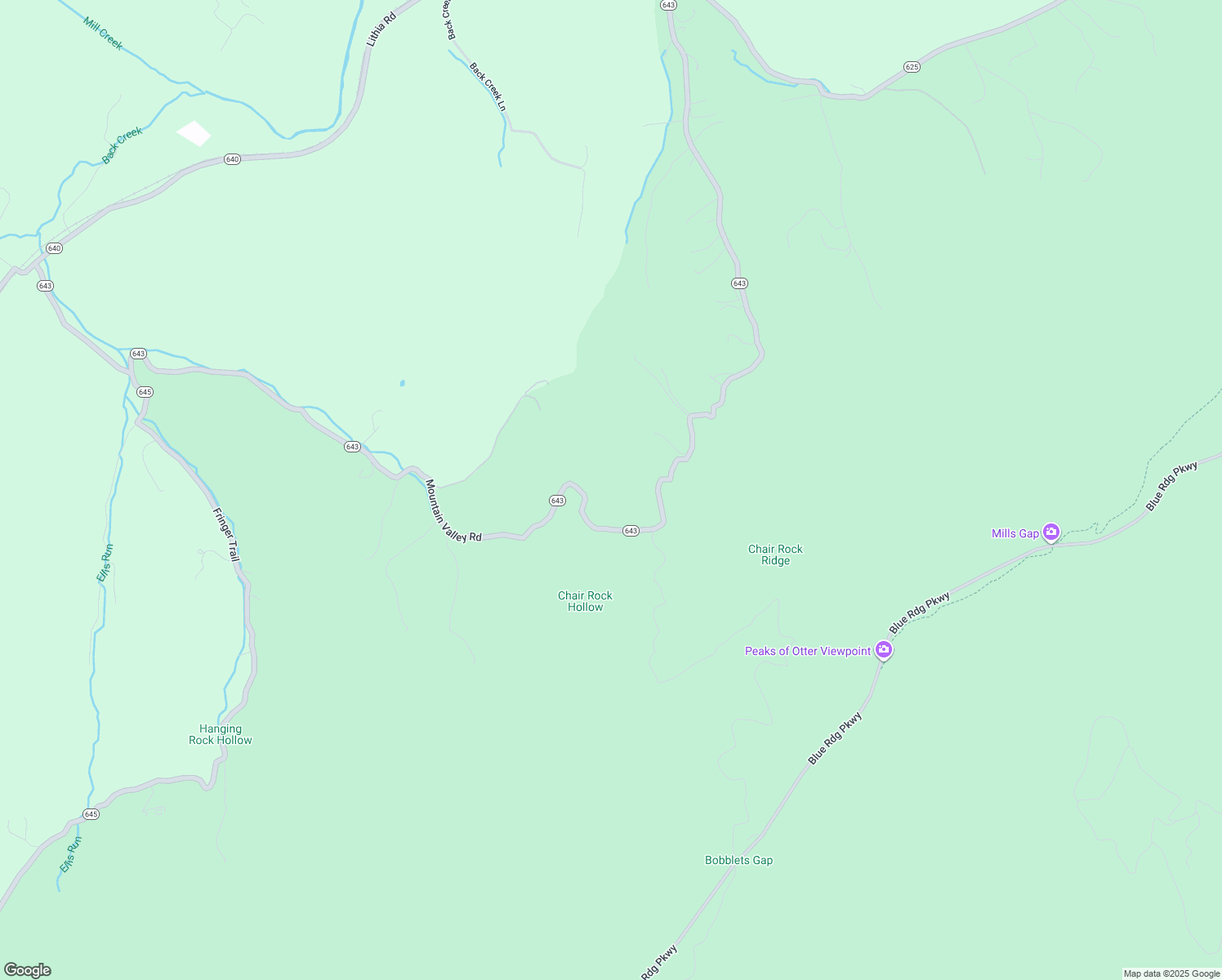 map of restaurants, bars, coffee shops, grocery stores, and more near 2159 Mountain Valley Road in Buchanan