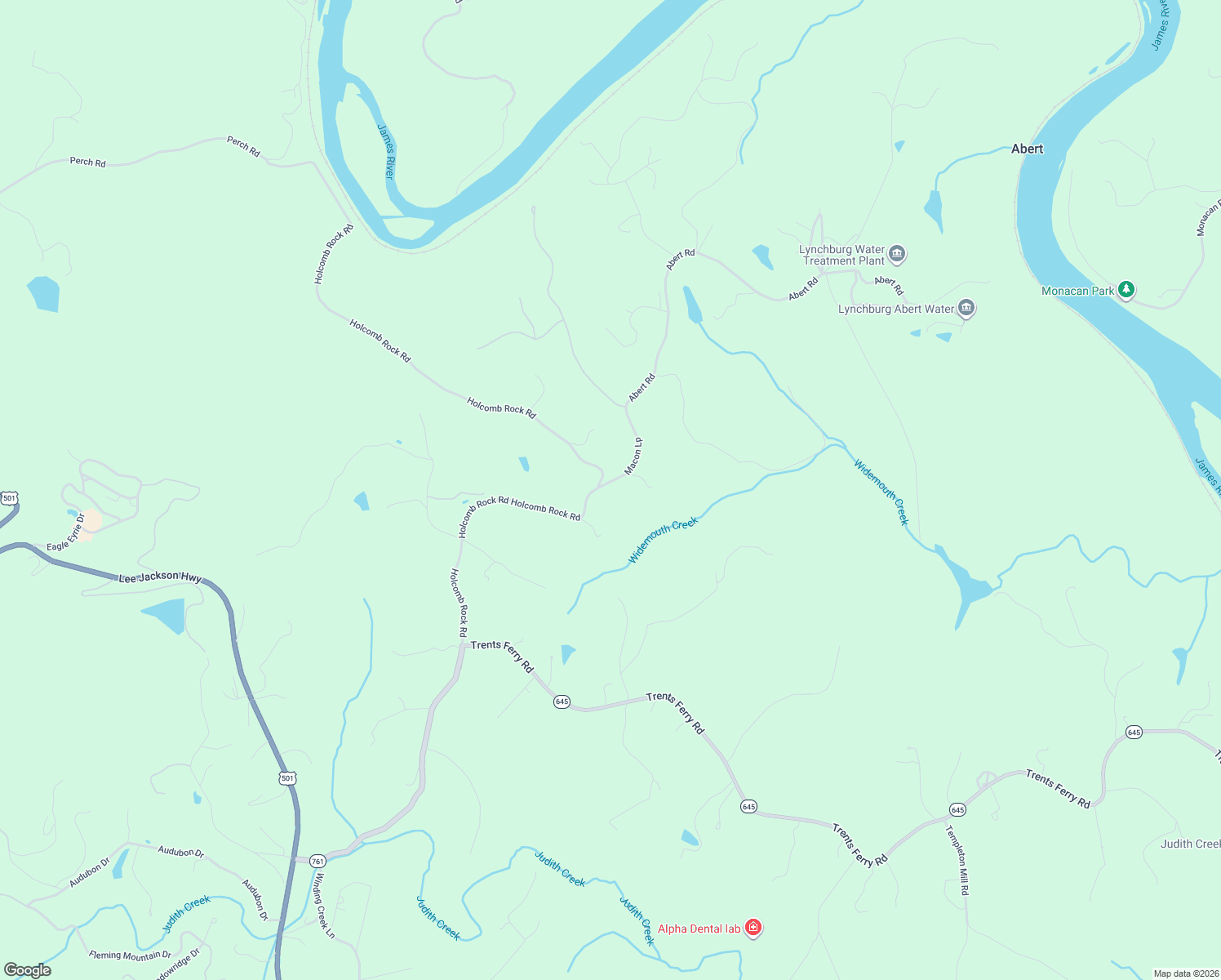 map of restaurants, bars, coffee shops, grocery stores, and more near 2637 Holcomb Rock Road in Lynchburg