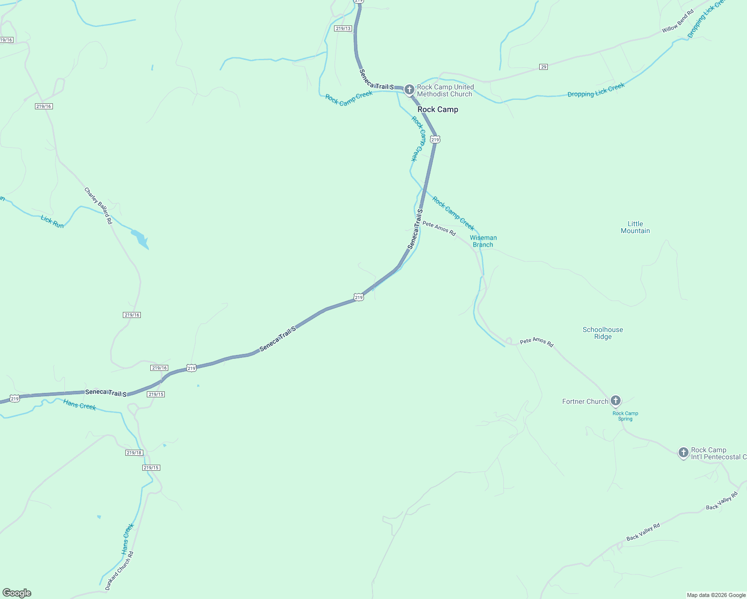 map of restaurants, bars, coffee shops, grocery stores, and more near 13492 Seneca Trail South in Lindside