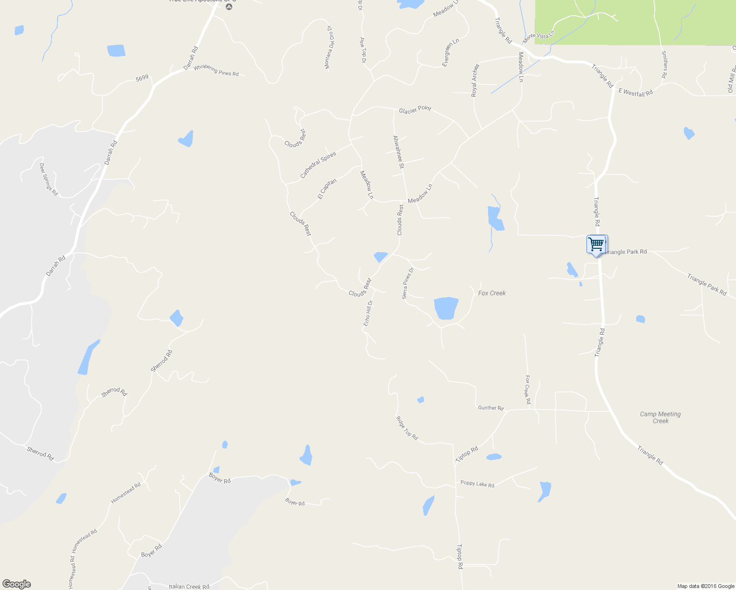 map of restaurants, bars, coffee shops, grocery stores, and more near 5511 Clouds Rest in Mariposa