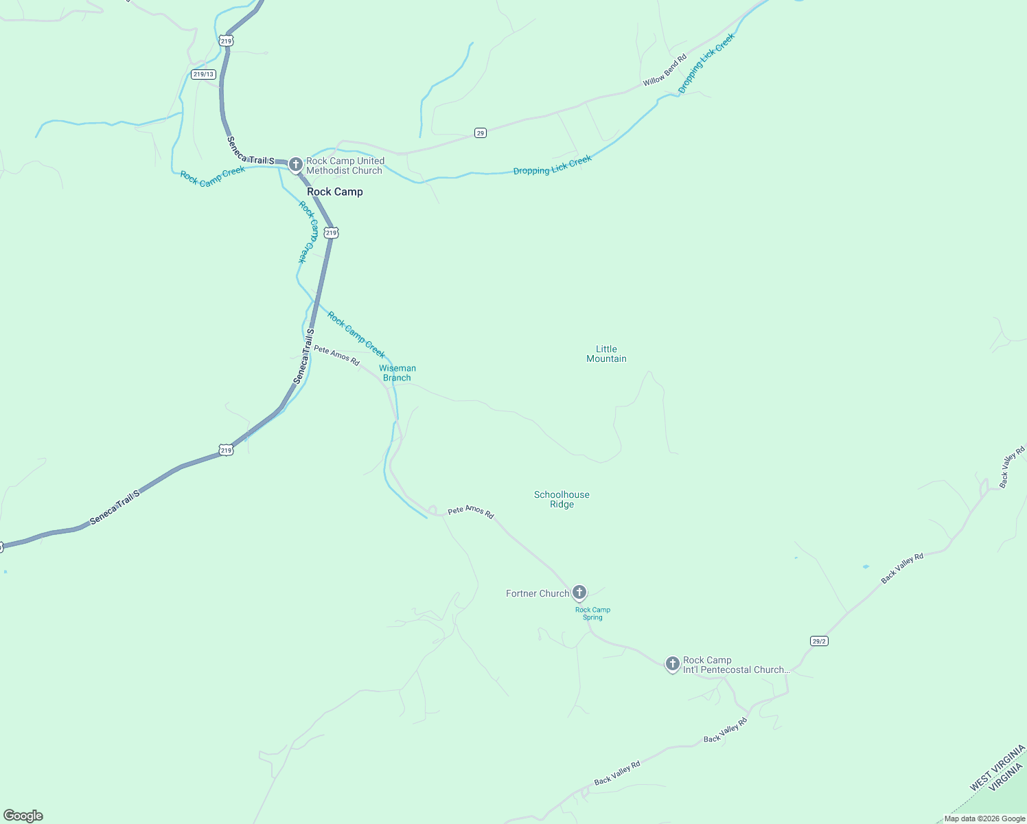 map of restaurants, bars, coffee shops, grocery stores, and more near in Rock Camp
