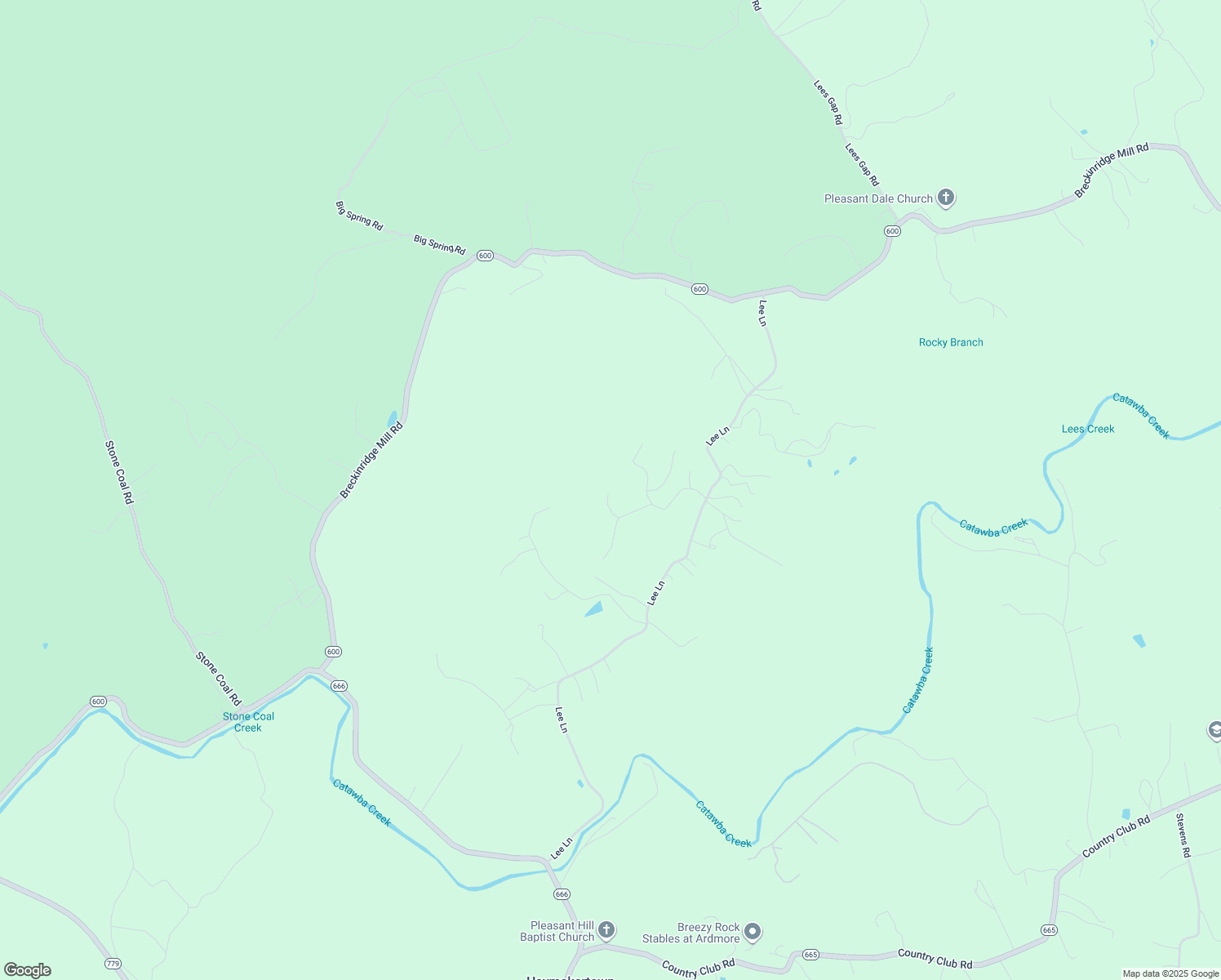 map of restaurants, bars, coffee shops, grocery stores, and more near 207 Huntingwood Lane in Fincastle