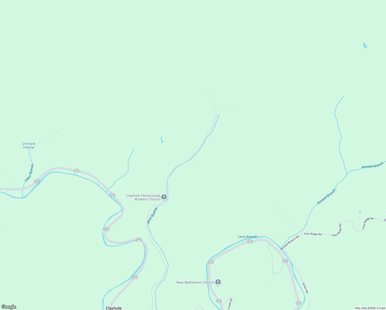 map of restaurants, bars, coffee shops, grocery stores, and more near 1817 Riley Branch Road in Clayhole