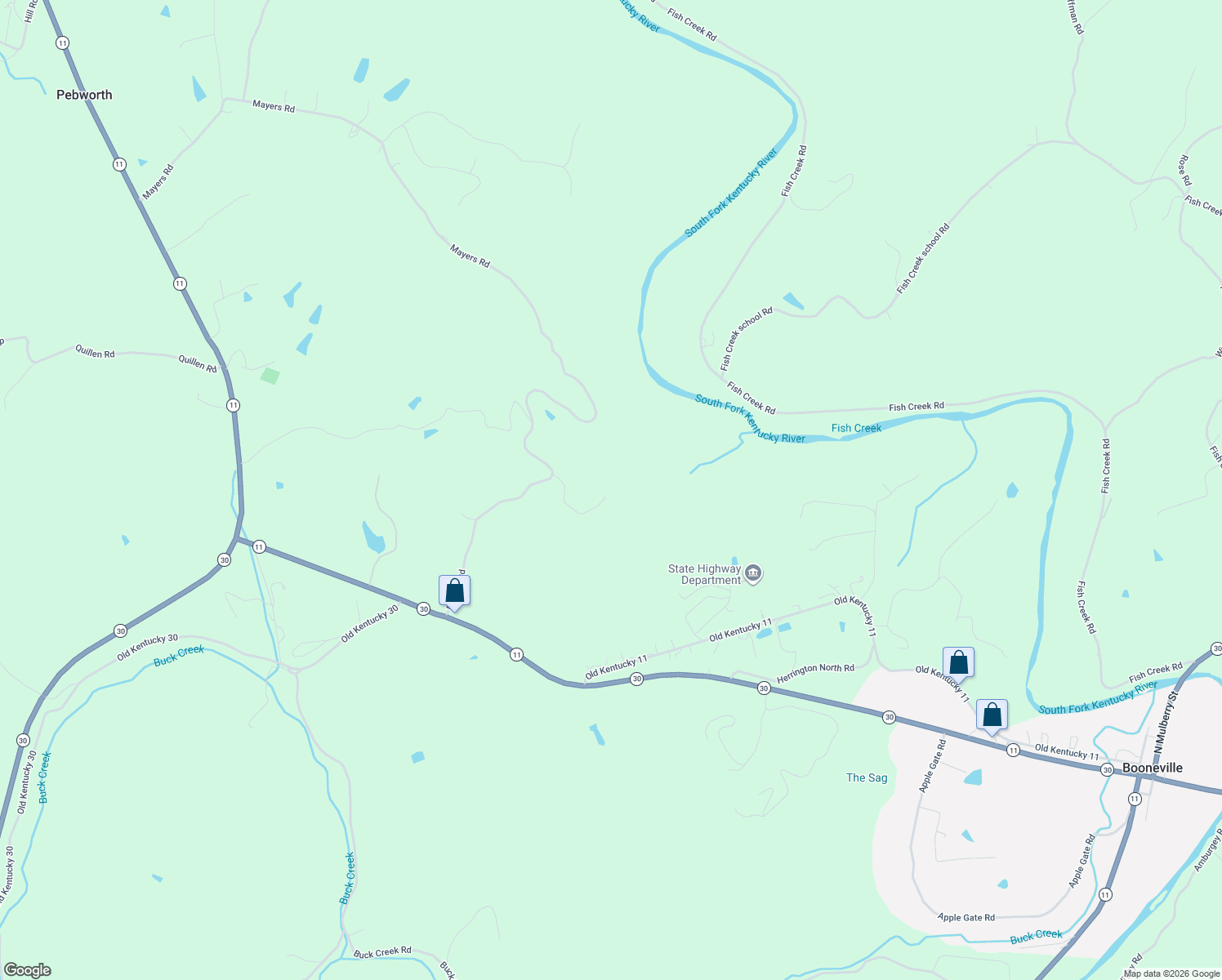 map of restaurants, bars, coffee shops, grocery stores, and more near in Booneville