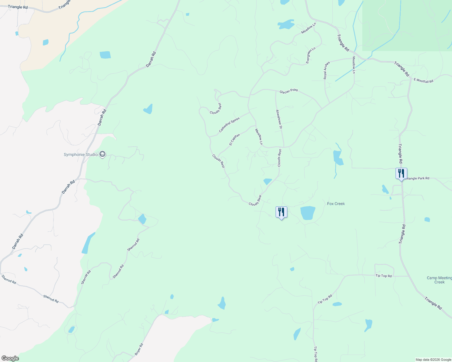 map of restaurants, bars, coffee shops, grocery stores, and more near 5808 Illilouette Falls Street in Mariposa