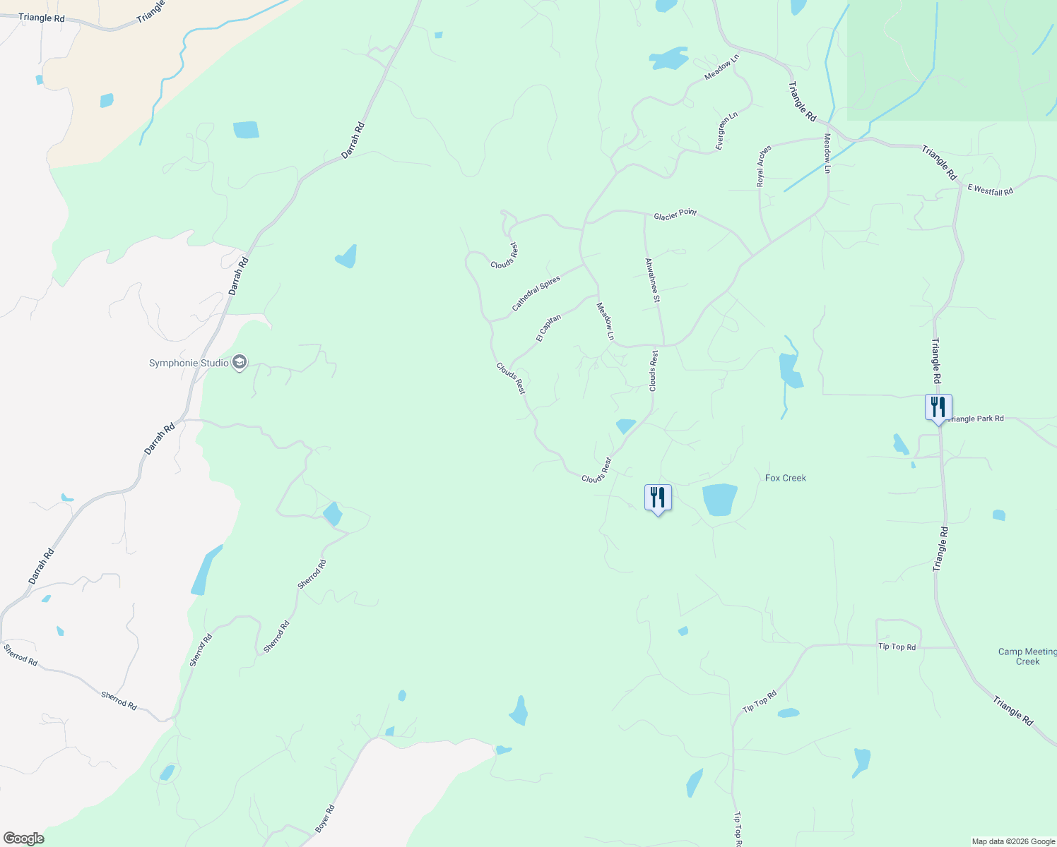 map of restaurants, bars, coffee shops, grocery stores, and more near 5808 Illilouette Falls Street in Mariposa