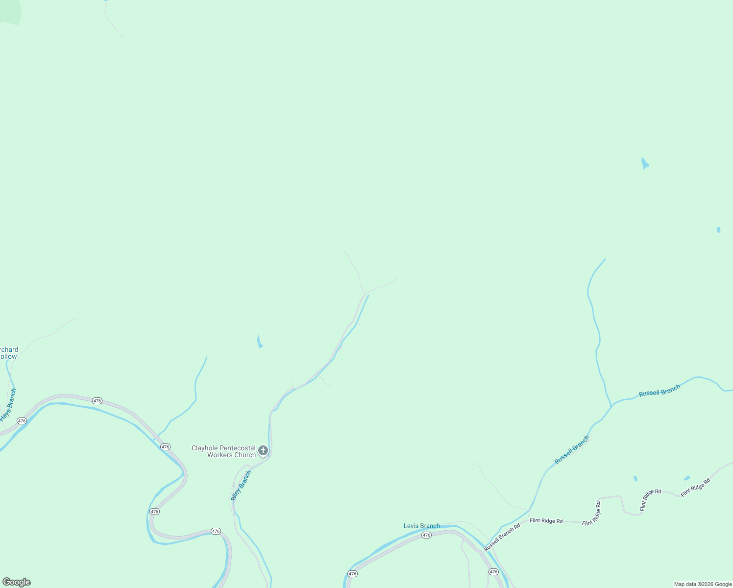 map of restaurants, bars, coffee shops, grocery stores, and more near 1207 Riley Branch Road in Clayhole
