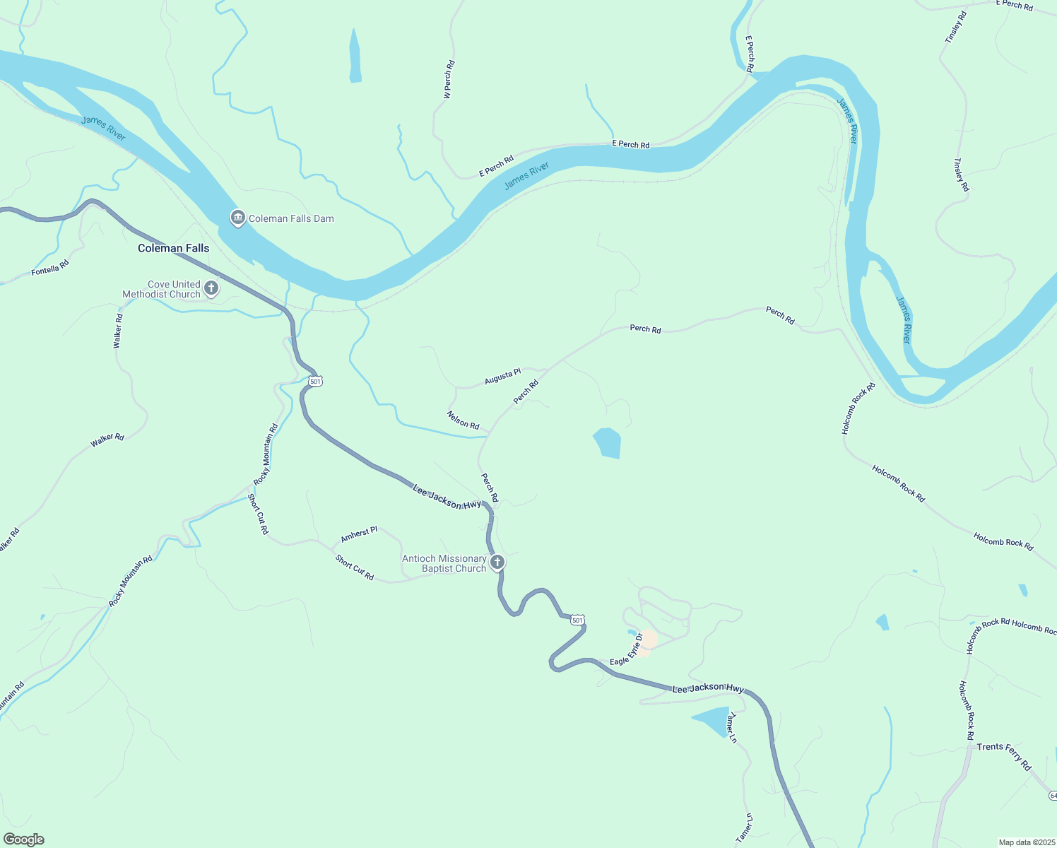 map of restaurants, bars, coffee shops, grocery stores, and more near 1039 Calloway Cottage Trail in Lynchburg
