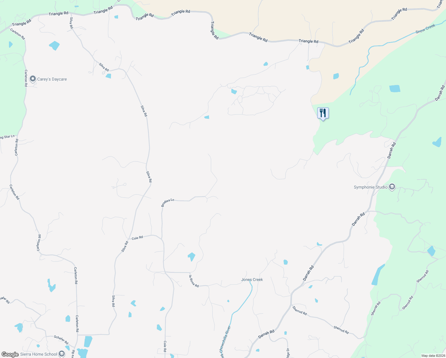map of restaurants, bars, coffee shops, grocery stores, and more near 3769 Brodiea Lane in Mariposa