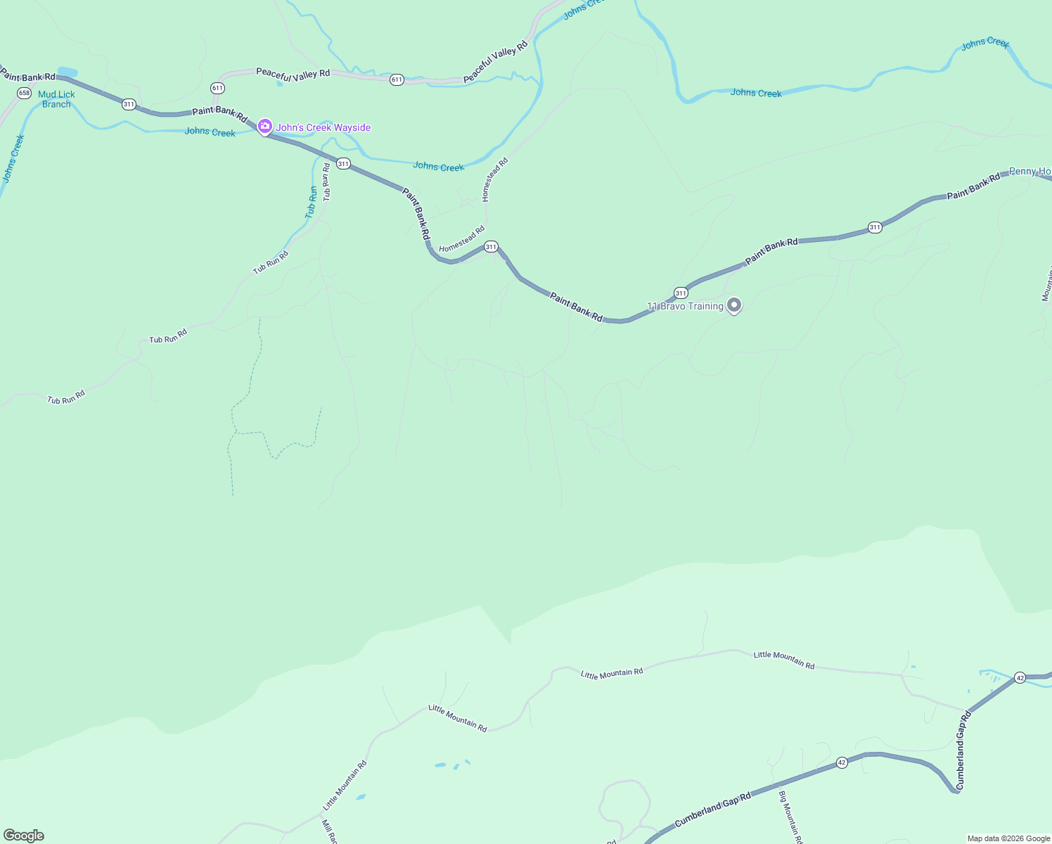 map of restaurants, bars, coffee shops, grocery stores, and more near Mountain View Trail in Craig County