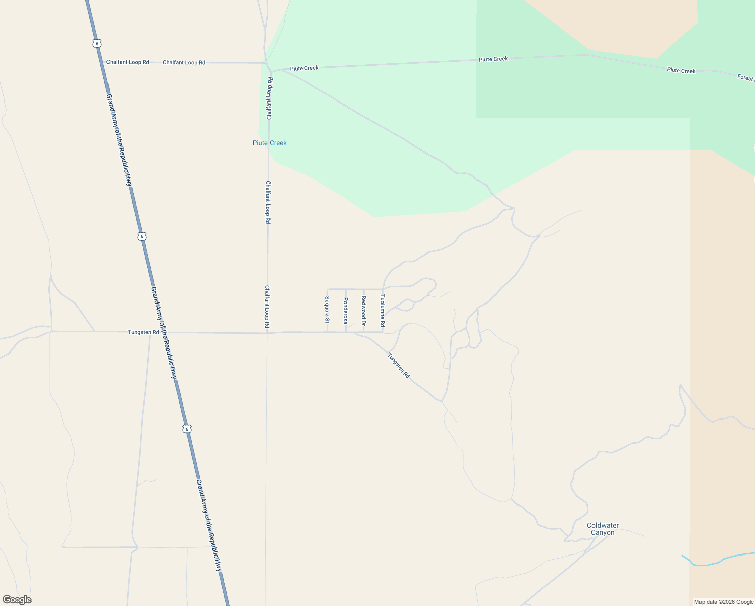 map of restaurants, bars, coffee shops, grocery stores, and more near 121 Tenaya Road in Bishop