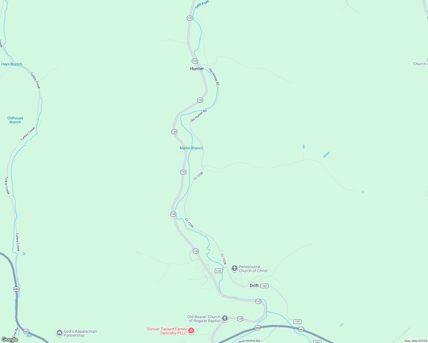map of restaurants, bars, coffee shops, grocery stores, and more near Right Fork Stumbo Hollow Road in Floyd County