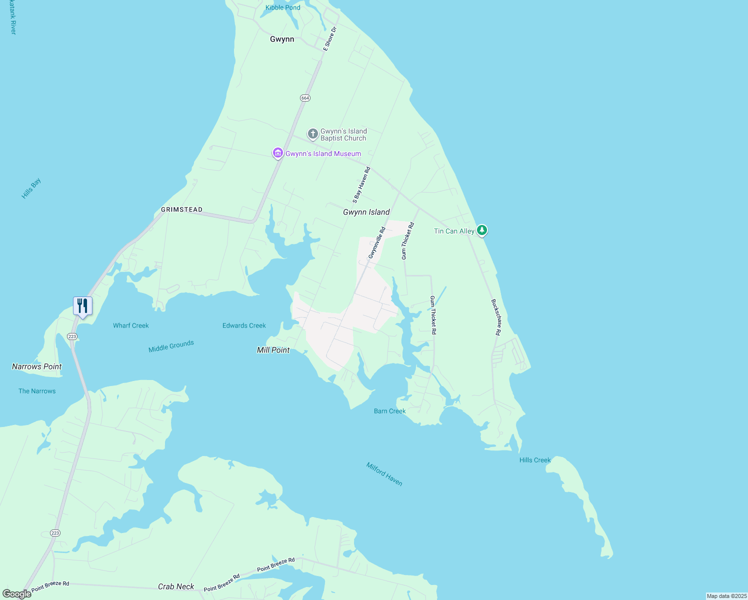 map of restaurants, bars, coffee shops, grocery stores, and more near Henry's Road in Gwynn