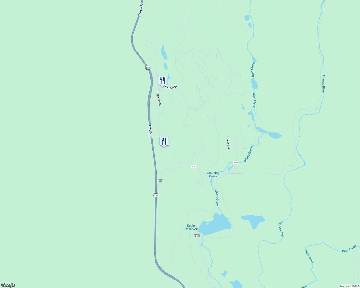 map of restaurants, bars, coffee shops, grocery stores, and more near in Durango